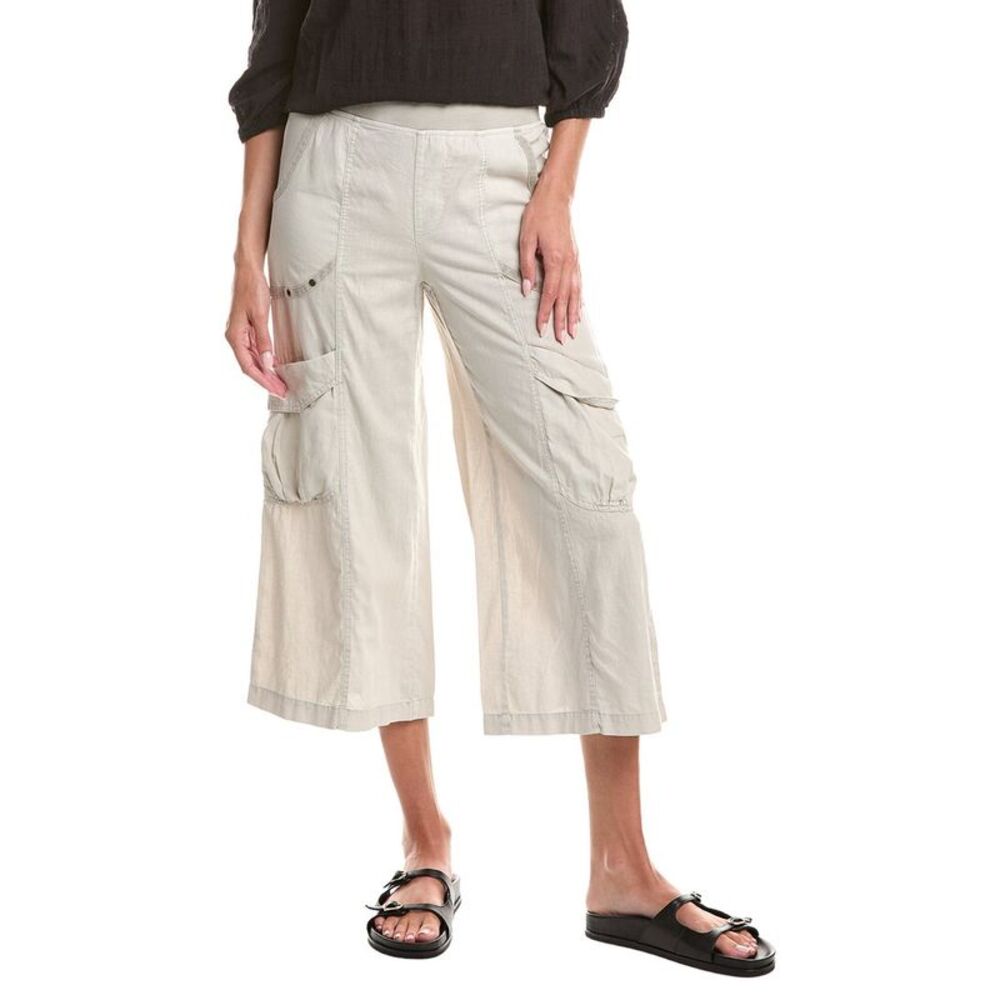 Xcvi Womens Linen-Blend Cargo Pant
